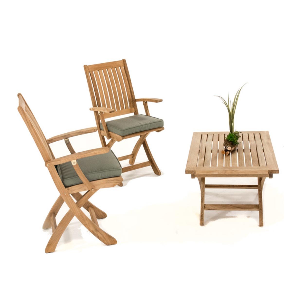nania-kiid 3 Trier Teak Garden Folding Armchair With Side Table