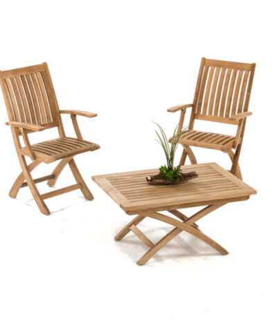 Trier Teak Garden Folding Armchair With Side Table