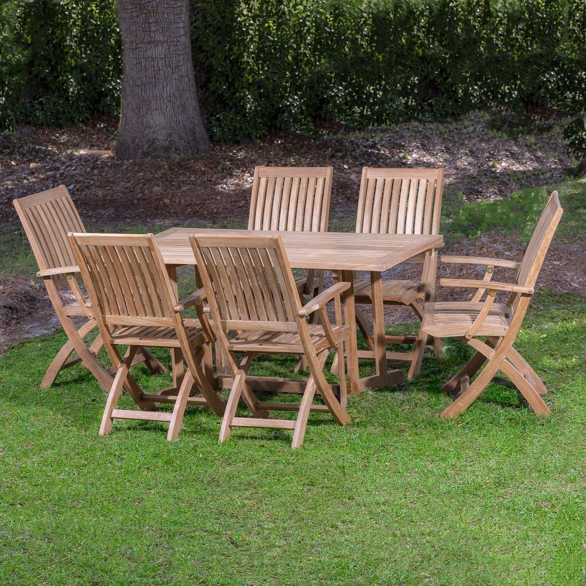 nania-kiif 4 Mulheim 7pc Teak Rectangular Folding Set Table Dining Chair