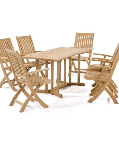 Mulheim 7pc Teak Rectangular Folding Set Table Dining Chair