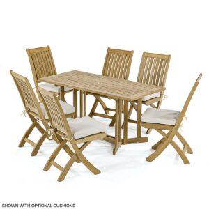 Herne 7pc Teak Rectangular Folding Set Table Dining Armchair