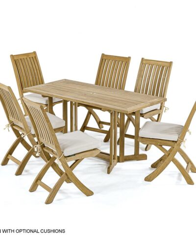 Herne 7pc Teak Rectangular Folding Set Table Dining Armchair