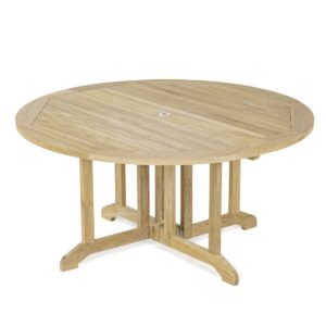 Mainz 7pc Teak Foldable Dining Set Round Large Folding Table