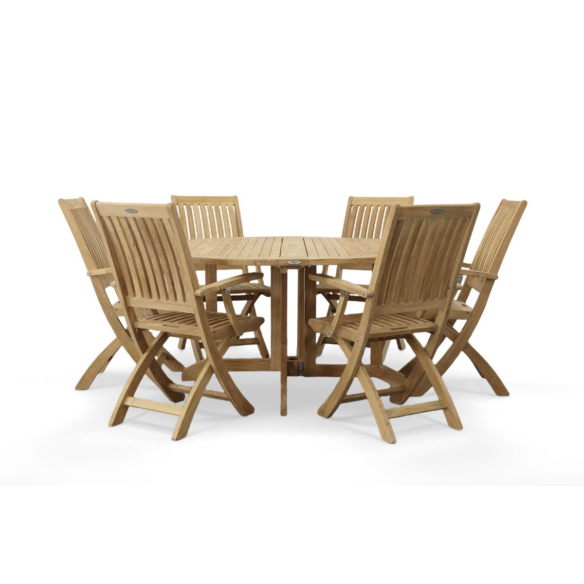 nania-kiij 4 Mainz 7pc Teak Foldable Dining Set Round Large Folding Table