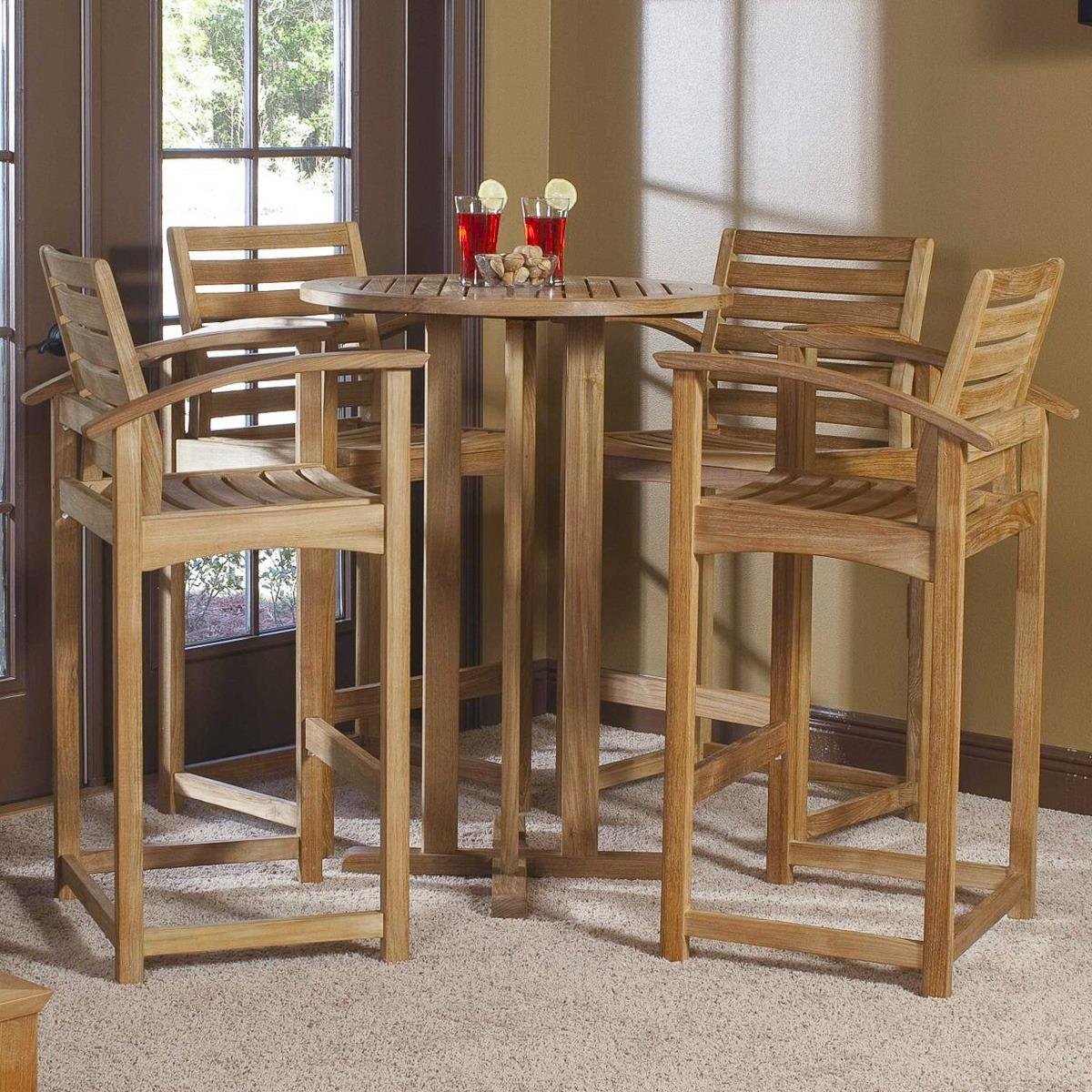 nania-kiim 4 Siegen Teak Round High Bar Table With Stools