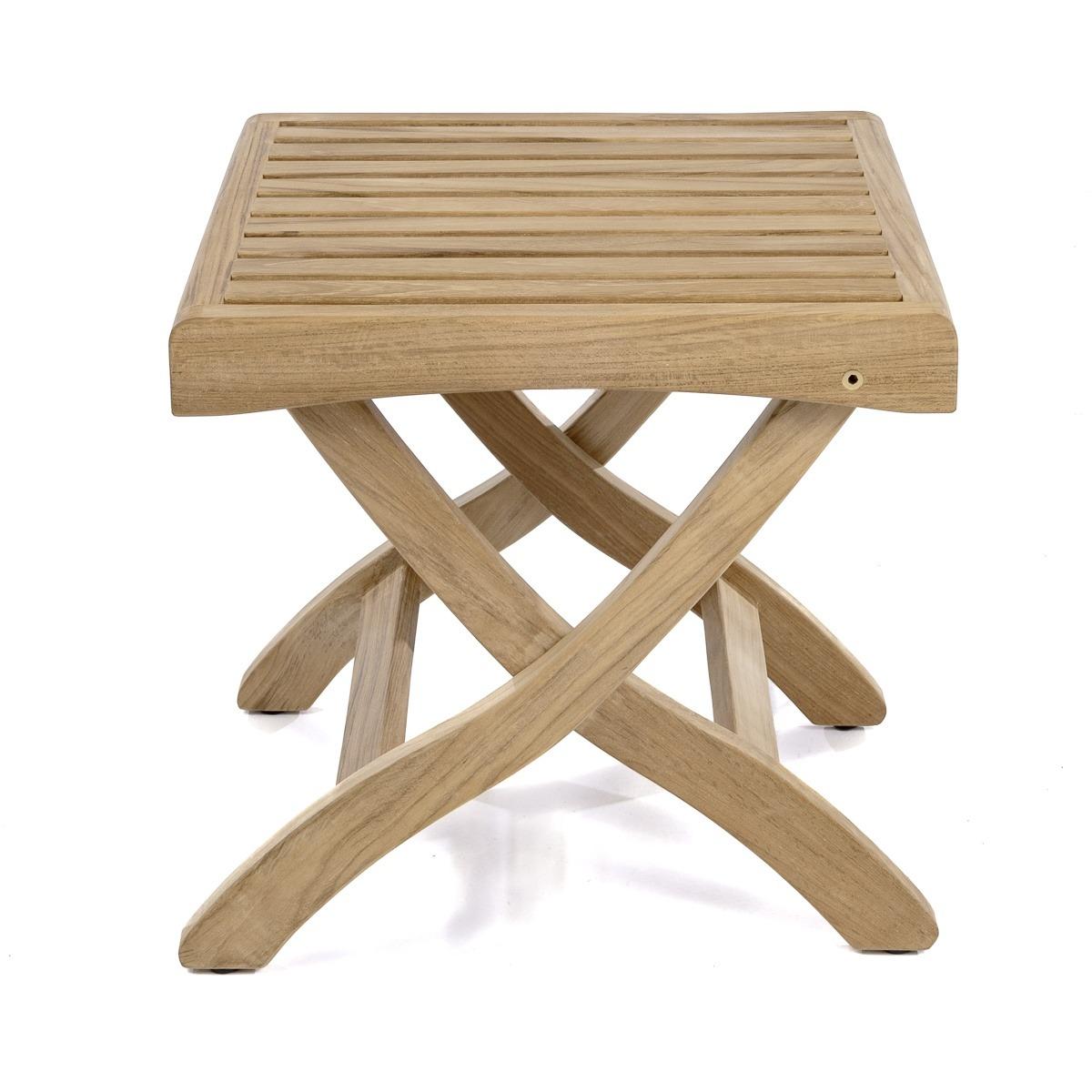 Brandenburg Folding Teak Garden Ottoman Side Table Nania Living