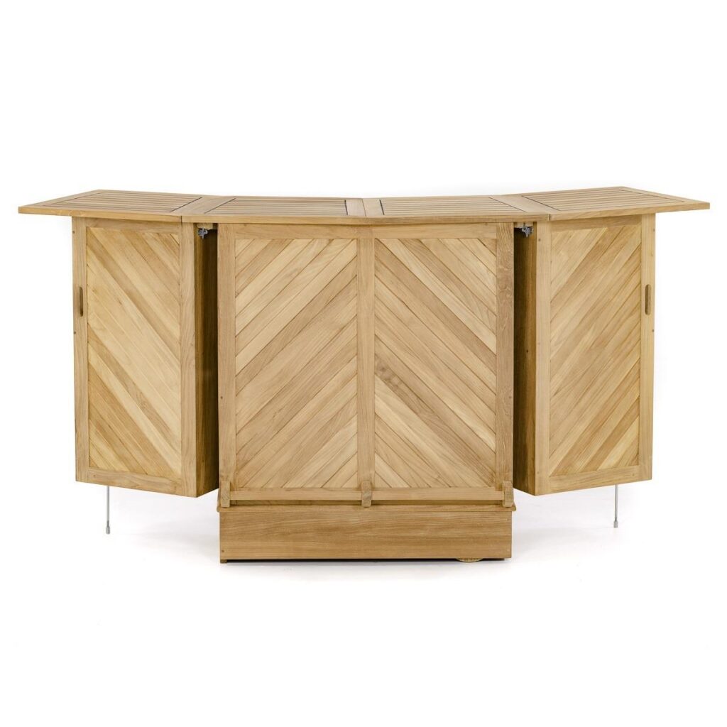 Hamm Teak Bar Conveniently Folds and Rolls