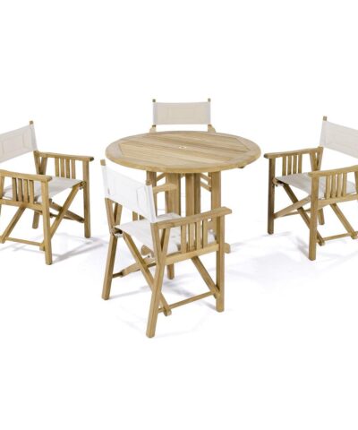 Wurzburg Teak Director Chair Dining Set Round Folding Table