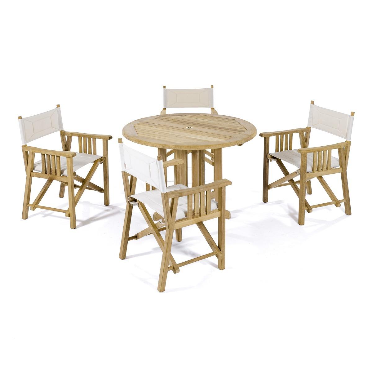 Wurzburg Teak Director Chair Dining Set Round Folding Table