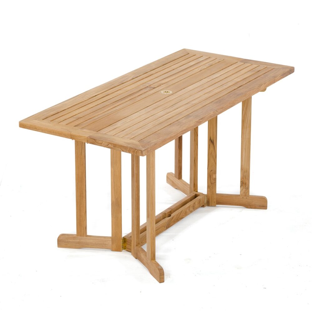 HammTeak Rectangular Picnic Table Dining Set With Folding Table