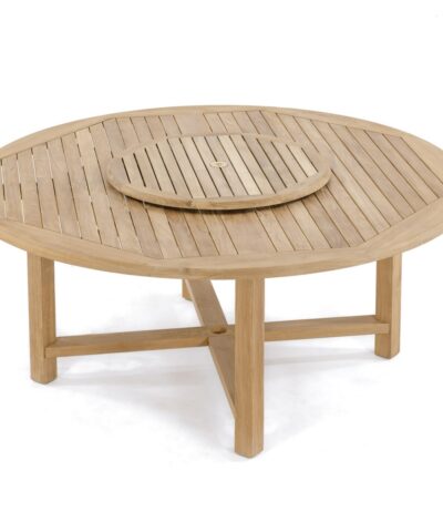 Hurth Teak Round Dining Table with Umbrella Holder