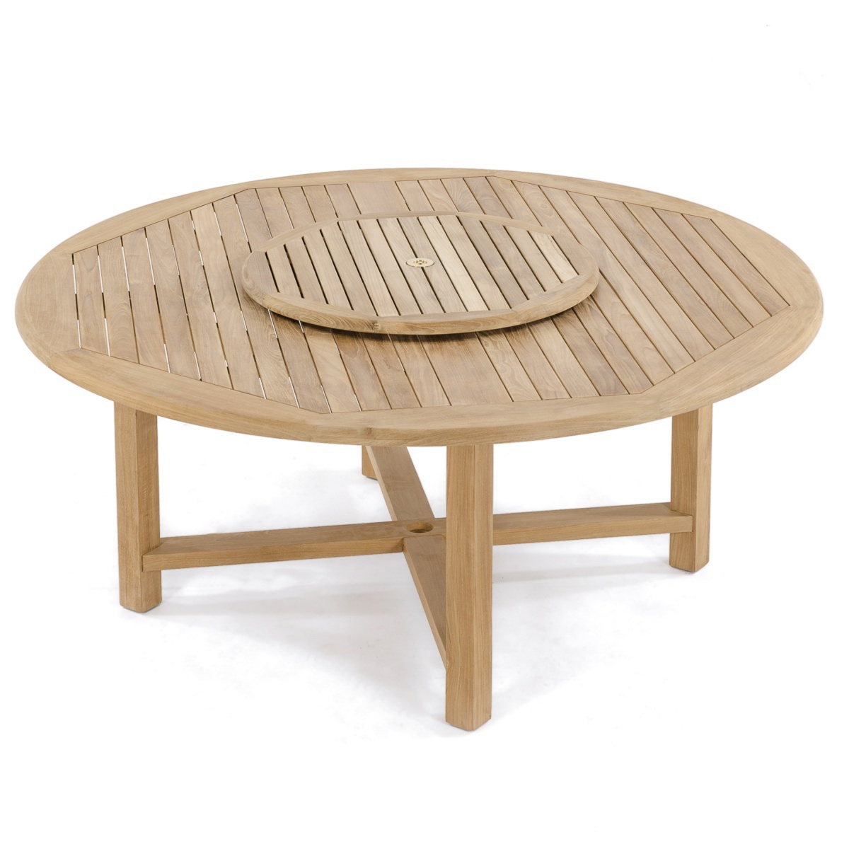 Hurth Teak Round Dining Table with Umbrella Holder