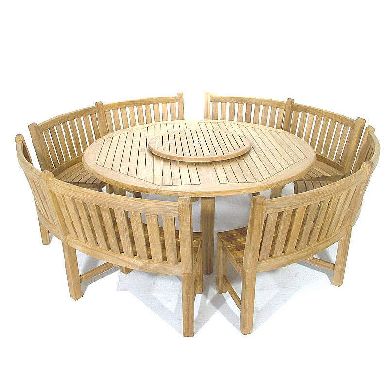 Moers Teak Round Dining Set With Circle Bench