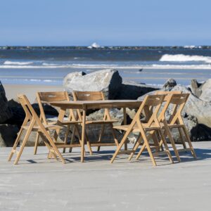 Chiba 7pc Teak Rectangular Dining Set with Folding Chair