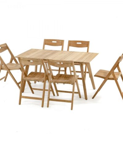 Chiba 7pc Teak Rectangular Dining Set with Folding Chair