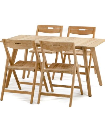 Kitakyushu 5pc Teak Rectangular Dining Set with Folding Chair