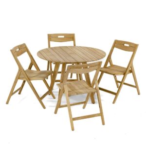 Niigata Teak Round Dining Set with Folding Chair