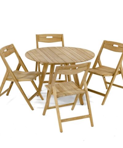 Niigata Teak Round Dining Set with Folding Chair