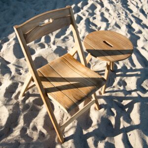 Shizuoka Teak Folding Chair and Side Table