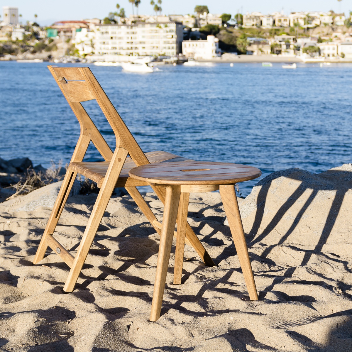 Shizuoka Teak Folding Chair and Side Table