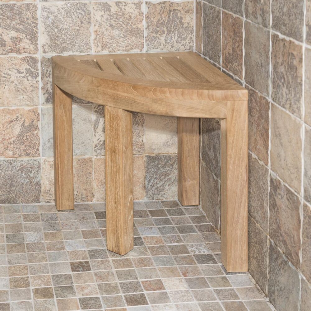 Himeji Teak Corner Spa Stool Naturally