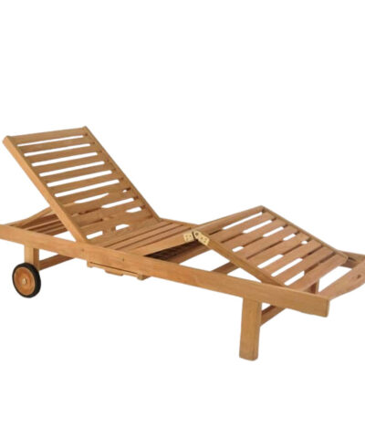 Victoriaville Teak High Chaise Sun Lounger Natural