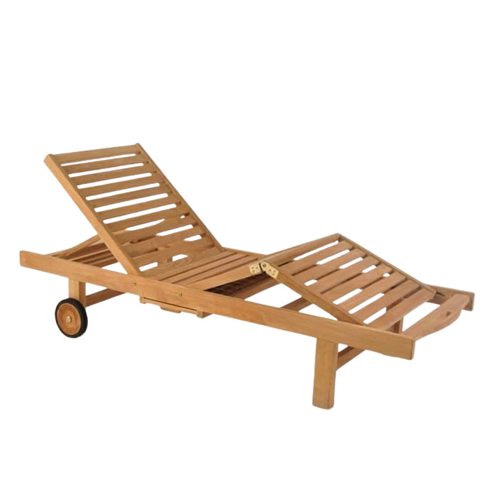 Victoriaville Teak High Chaise Sun Lounger Natural