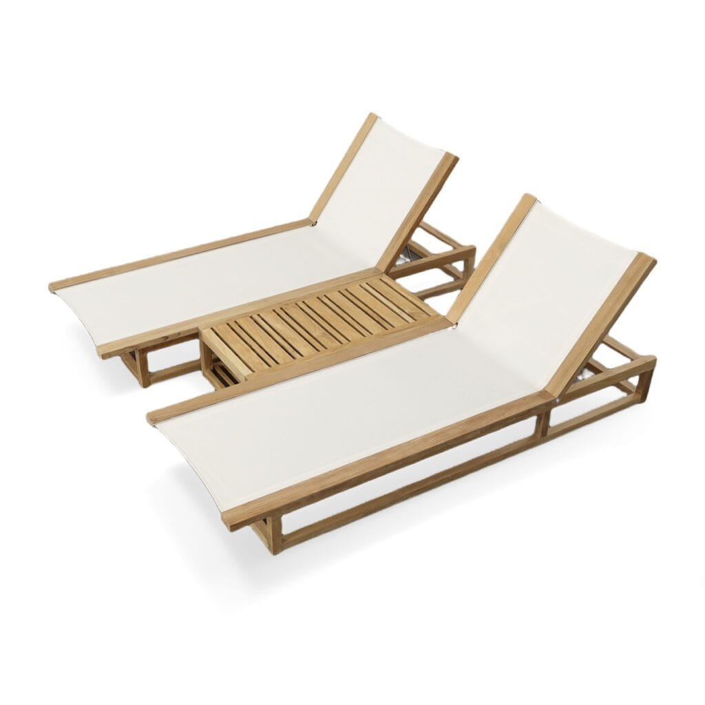 Joliette Teak Twin Lounger and Side Table Set