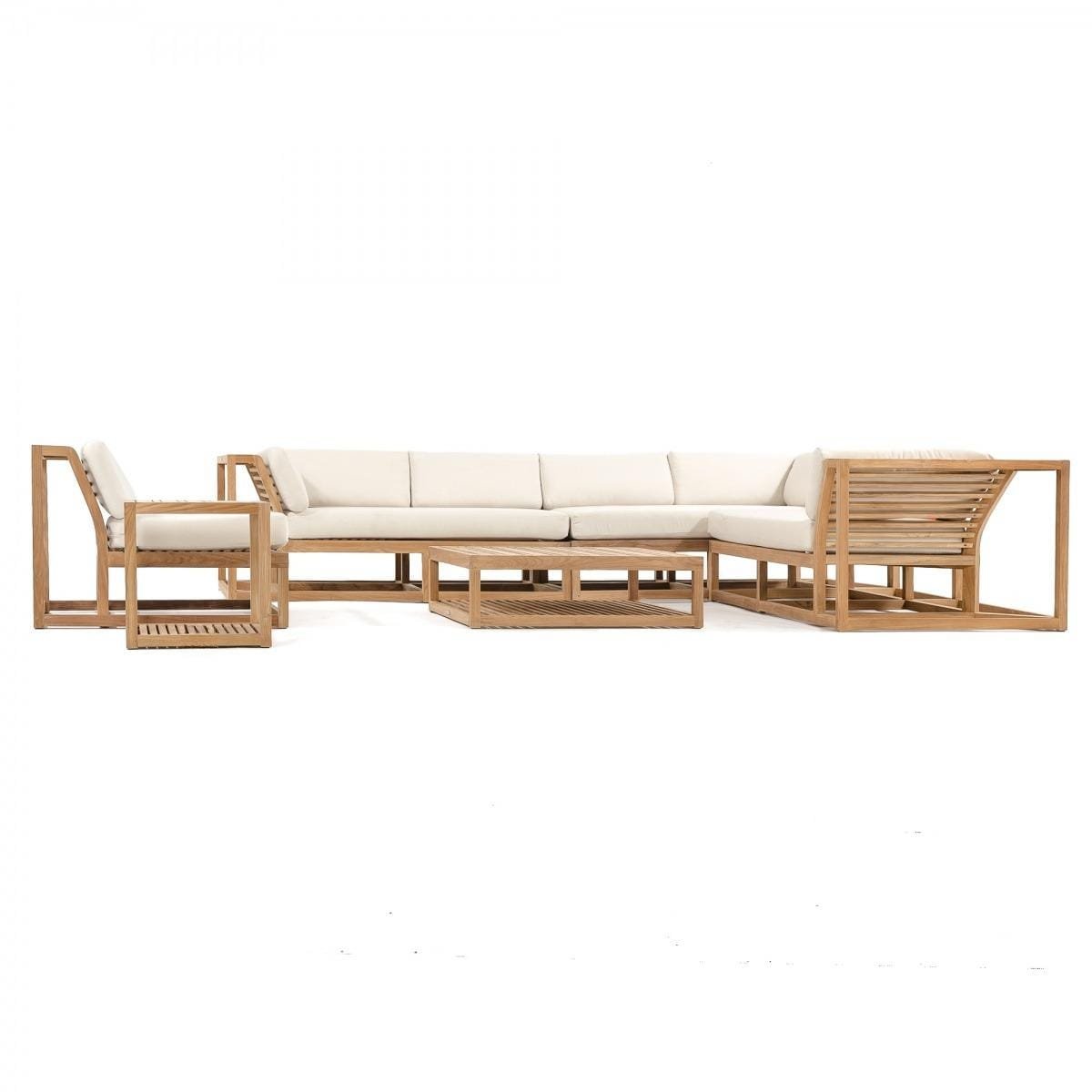 Swift Teak 7pc Lounge Set Modern Deep Seating