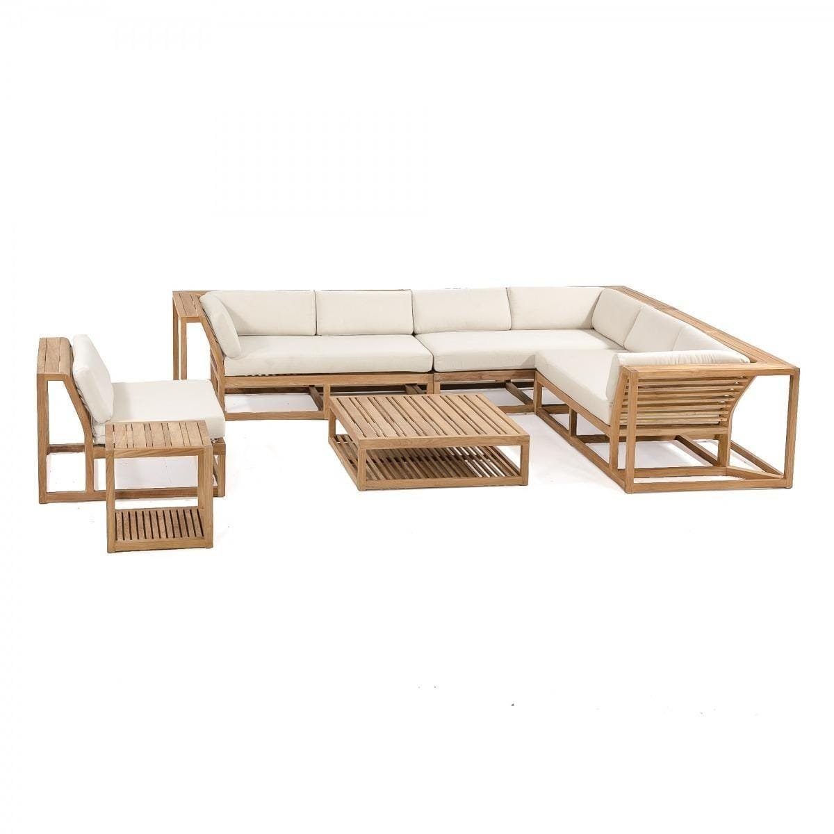 Swift Teak 7pc Lounge Set Modern Deep Seating