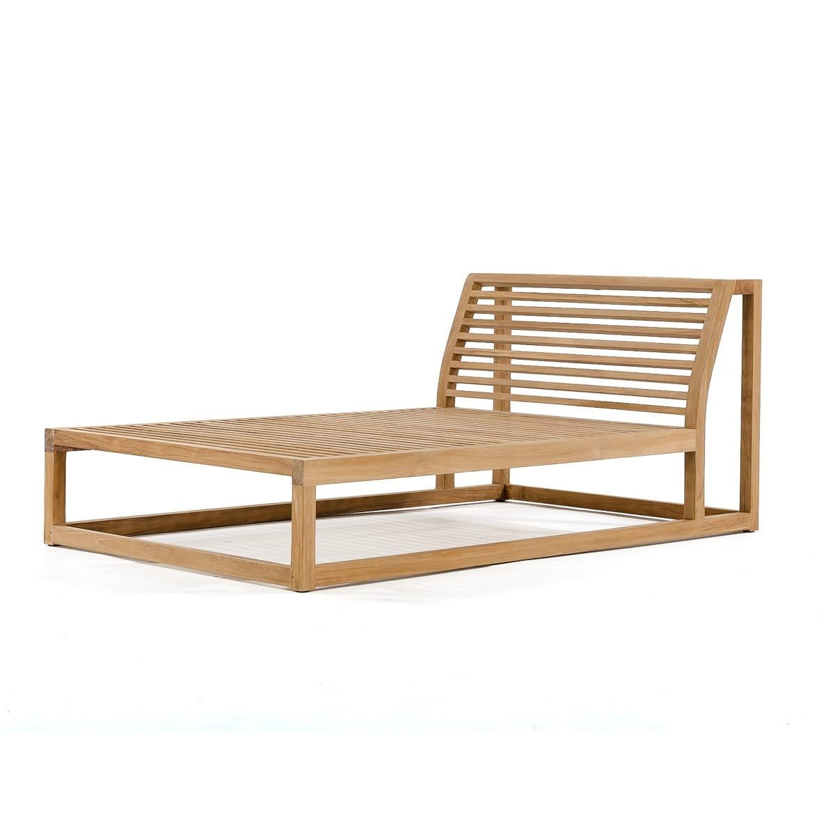 nania-kiqs 2 Brook Teak Wood Lounger Sectional With Cushion