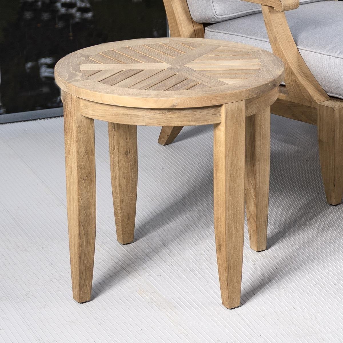 nania-kirp 3 Oberhausen Teak Round Side Table Heigh Natural