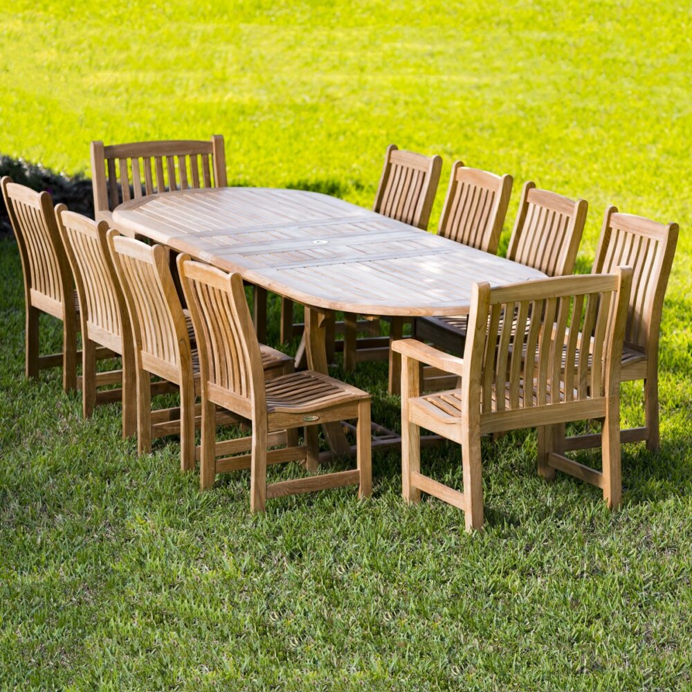 Newfoundland 11pc Teak Oval Dining Set Extendable