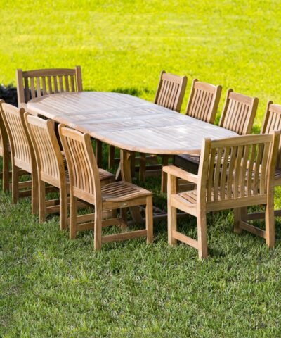 Newfoundland 11pc Teak Oval Dining Set Extendable
