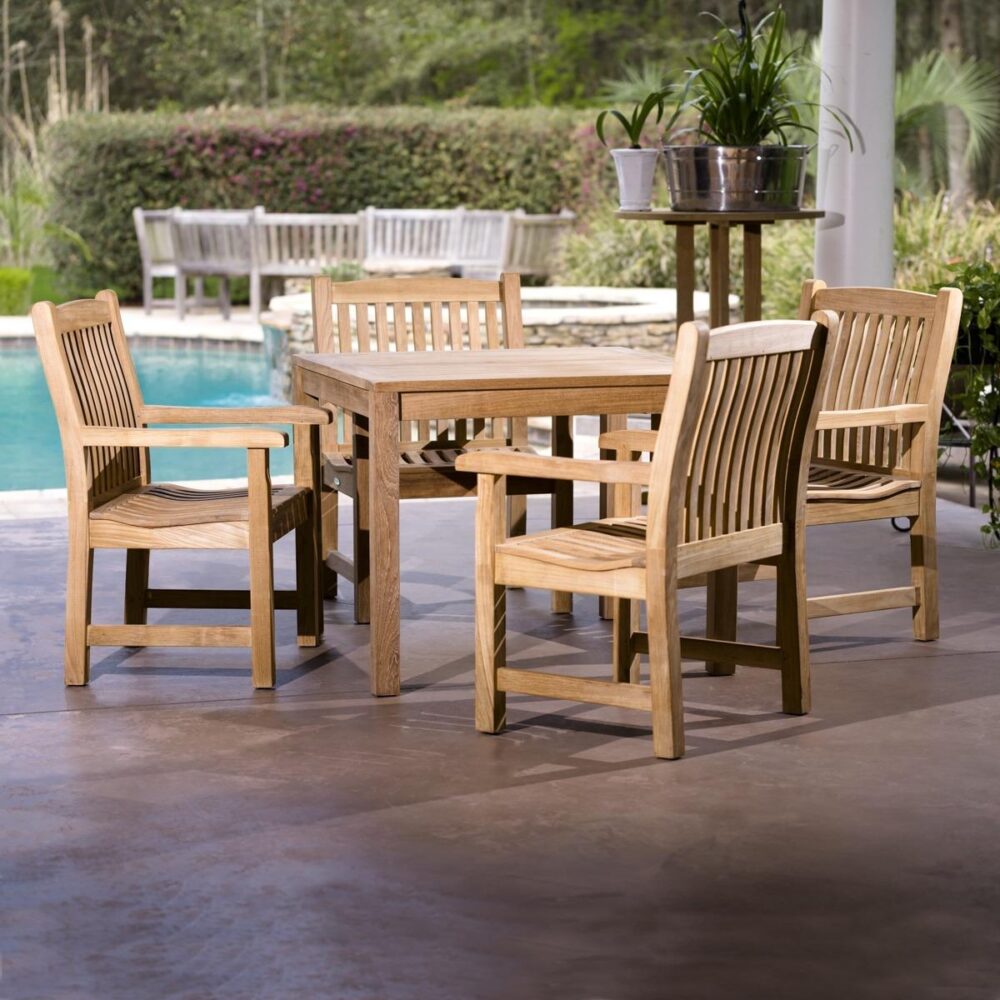 Quesnel Teak Outdoor Square Teak Dining Set