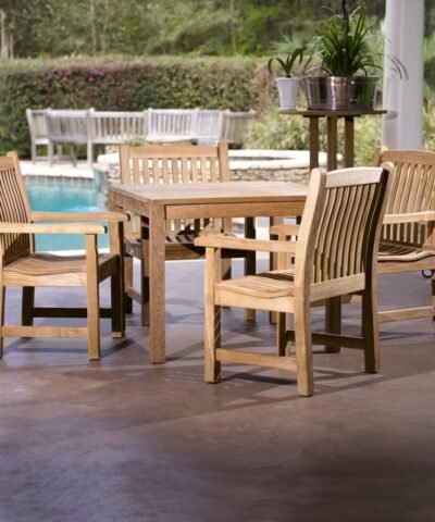 Quesnel Teak Outdoor Square Teak Dining Set