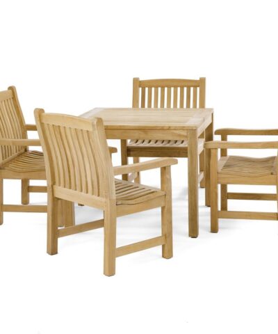 Quesnel Teak Outdoor Square Teak Dining Set