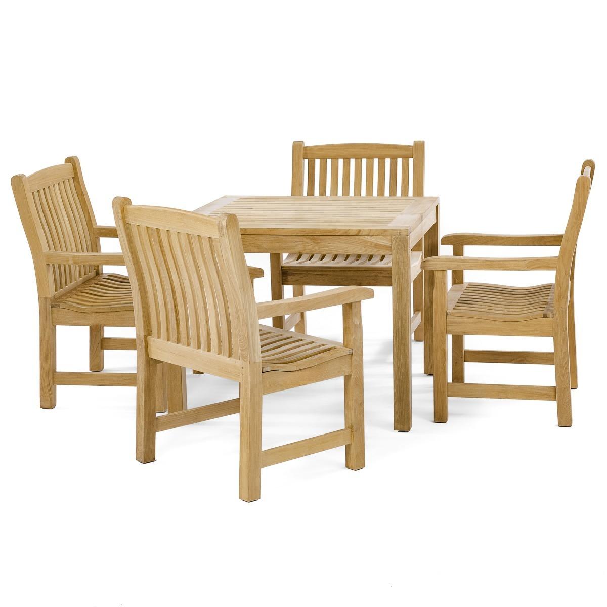 Quesnel Teak Outdoor Square Teak Dining Set