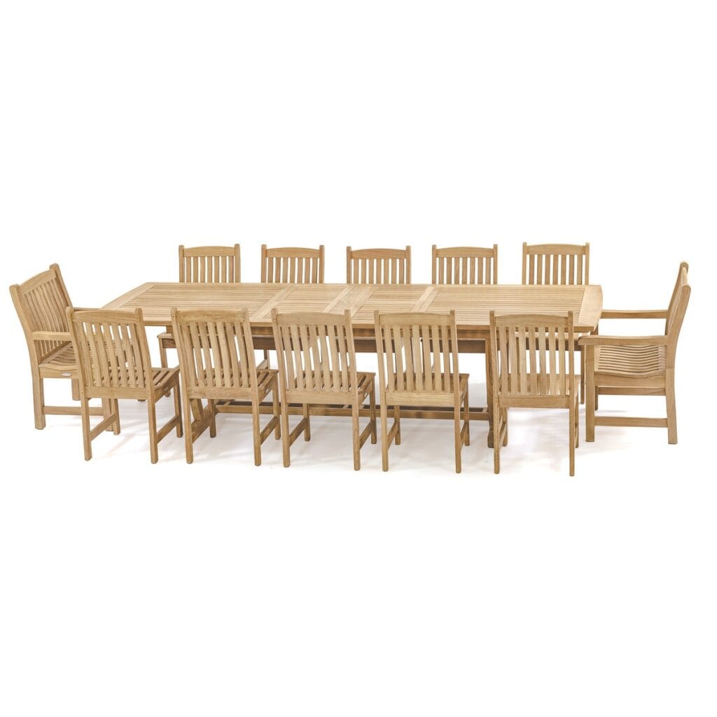 Alma 13pc Teak Rectangular Dining Set Extendable