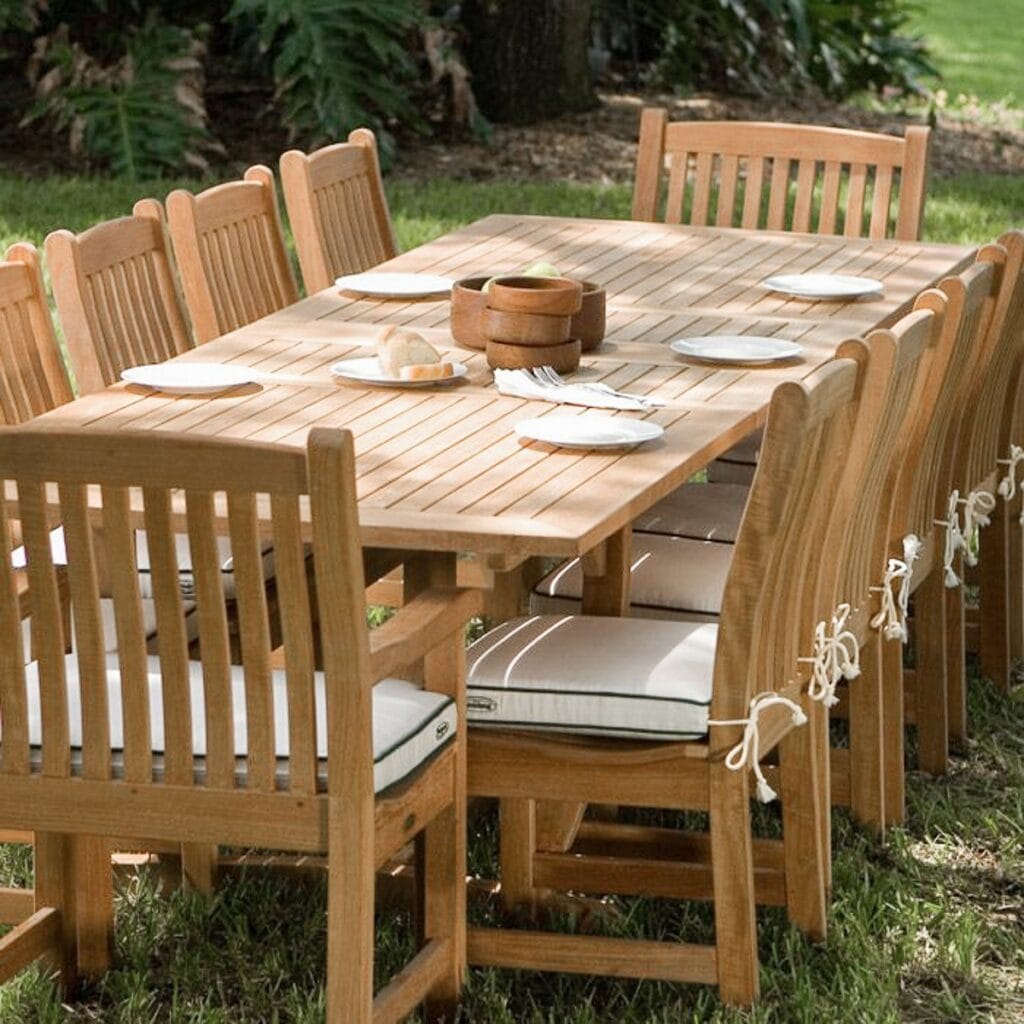 Alma 13pc Teak Rectangular Dining Set Extendable