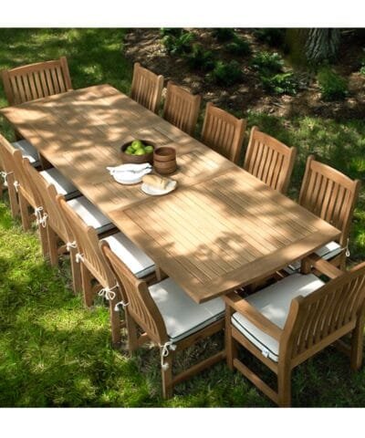 Alma 13pc Teak Rectangular Dining Set Extendable