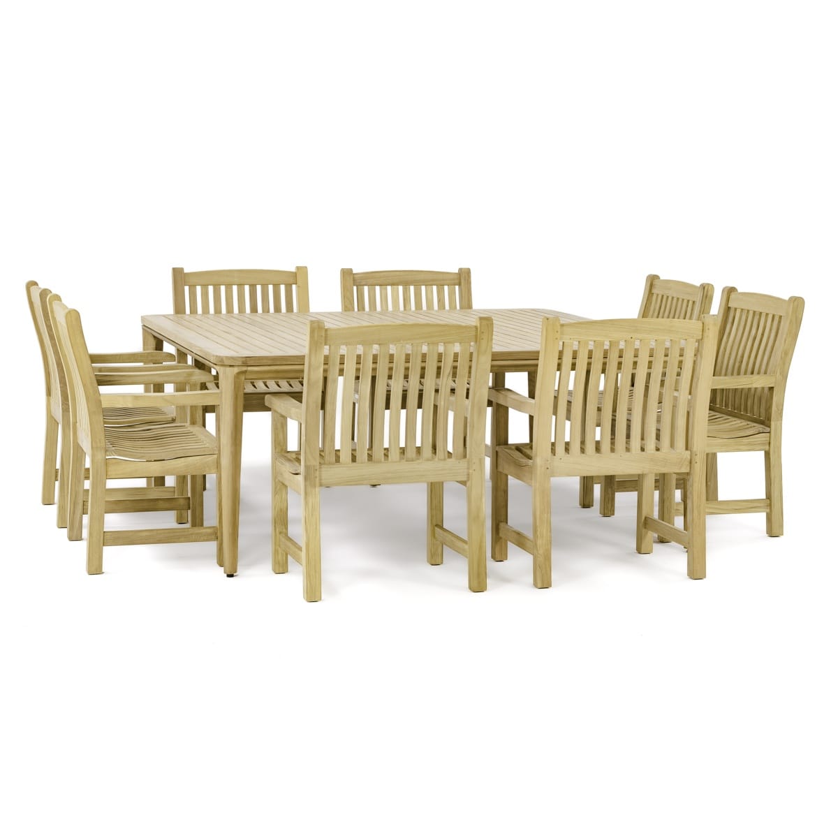 Moose 9 pc Teak Square Dining Set Umbrella Table