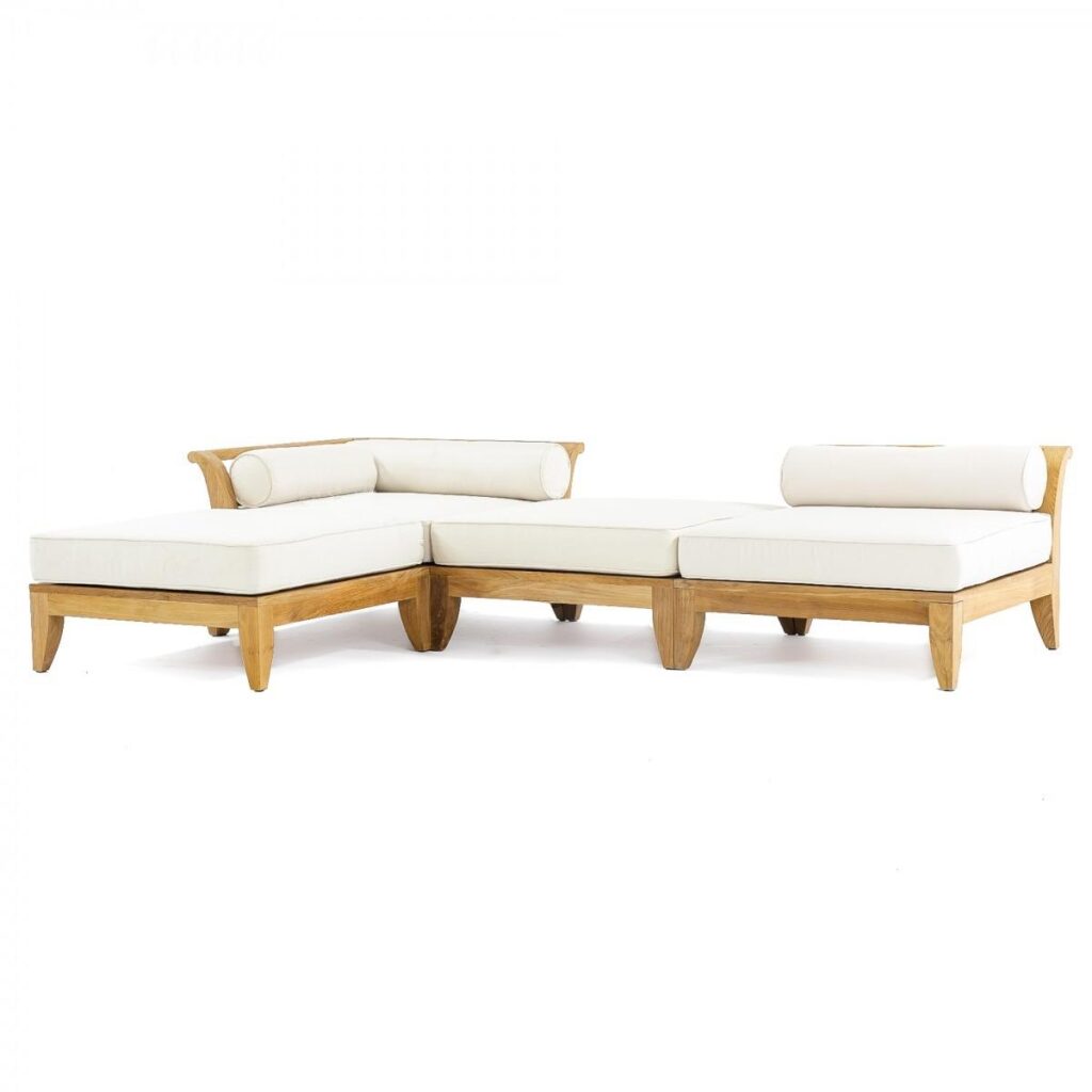 Cottbus Outdoor Teak Lounge Sofa 3 Seater