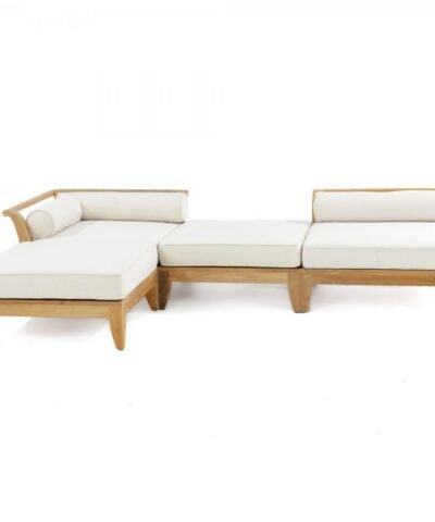 Cottbus Outdoor Teak Lounge Sofa 3 Seater