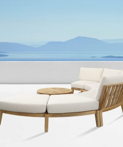 Heidelberg Modern Outdoor Teak Sofa with Table