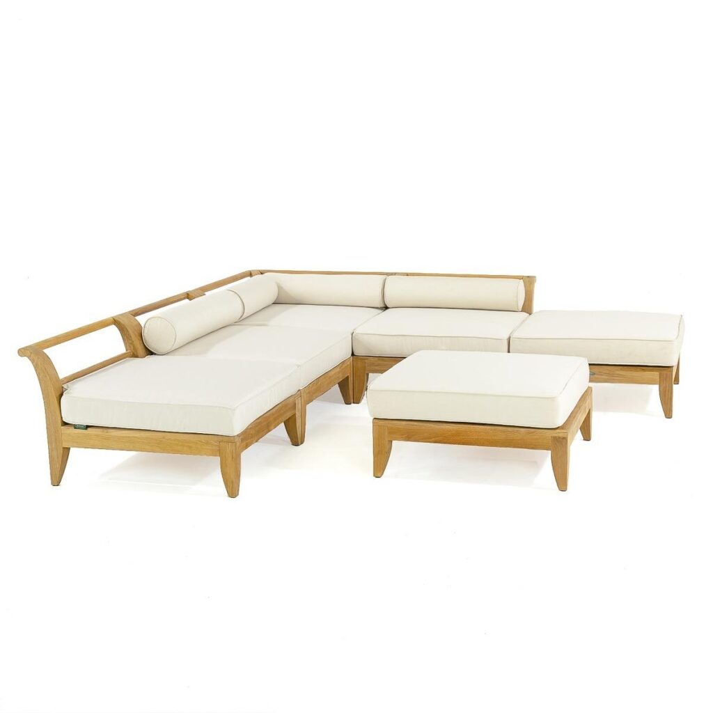 Rostock Teak Sofa Chair Guest Set And Table With Cushion