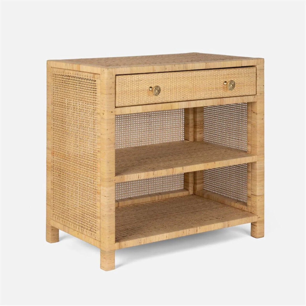 Parla Peeled Rattan Nightstand With Double Drawer