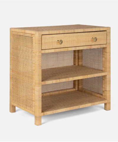 Parla Peeled Rattan Nightstand With Double Drawer
