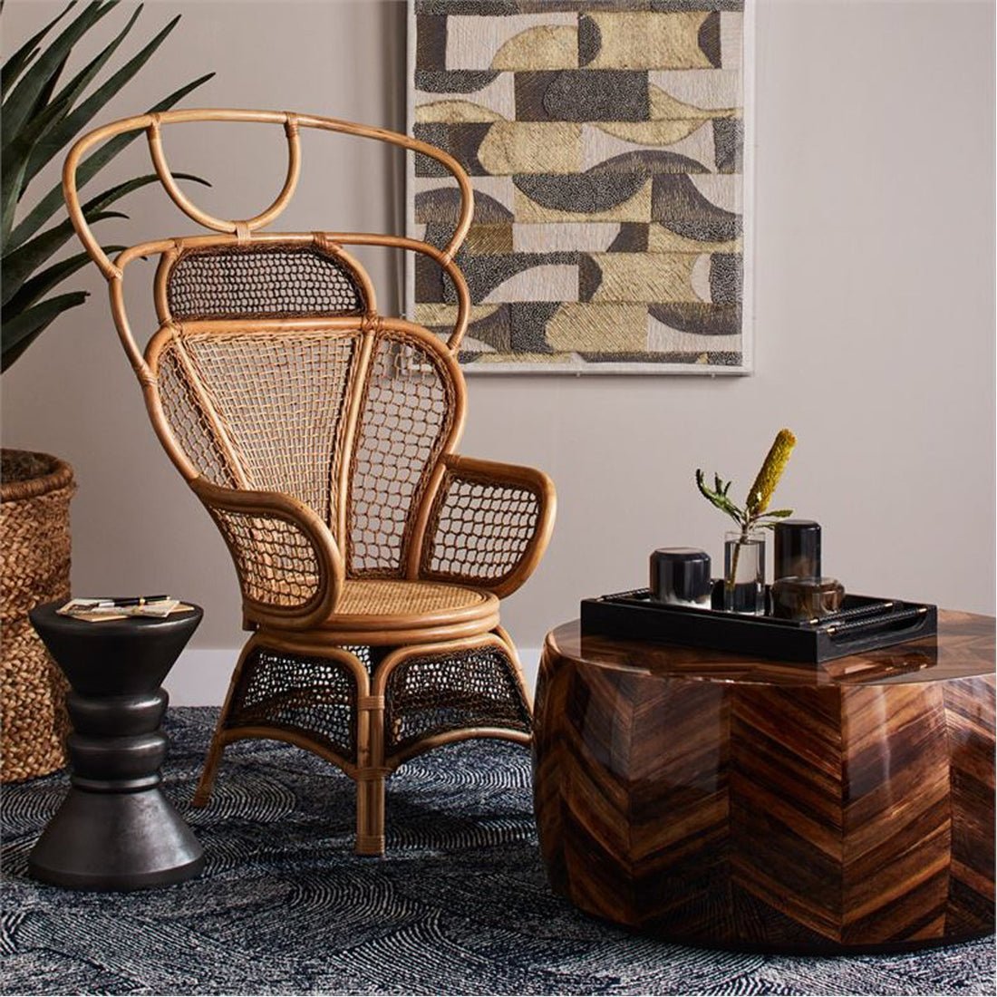 nania-kofz 7 Alcobendas Natural Rattan Bamboo Lounge Chair