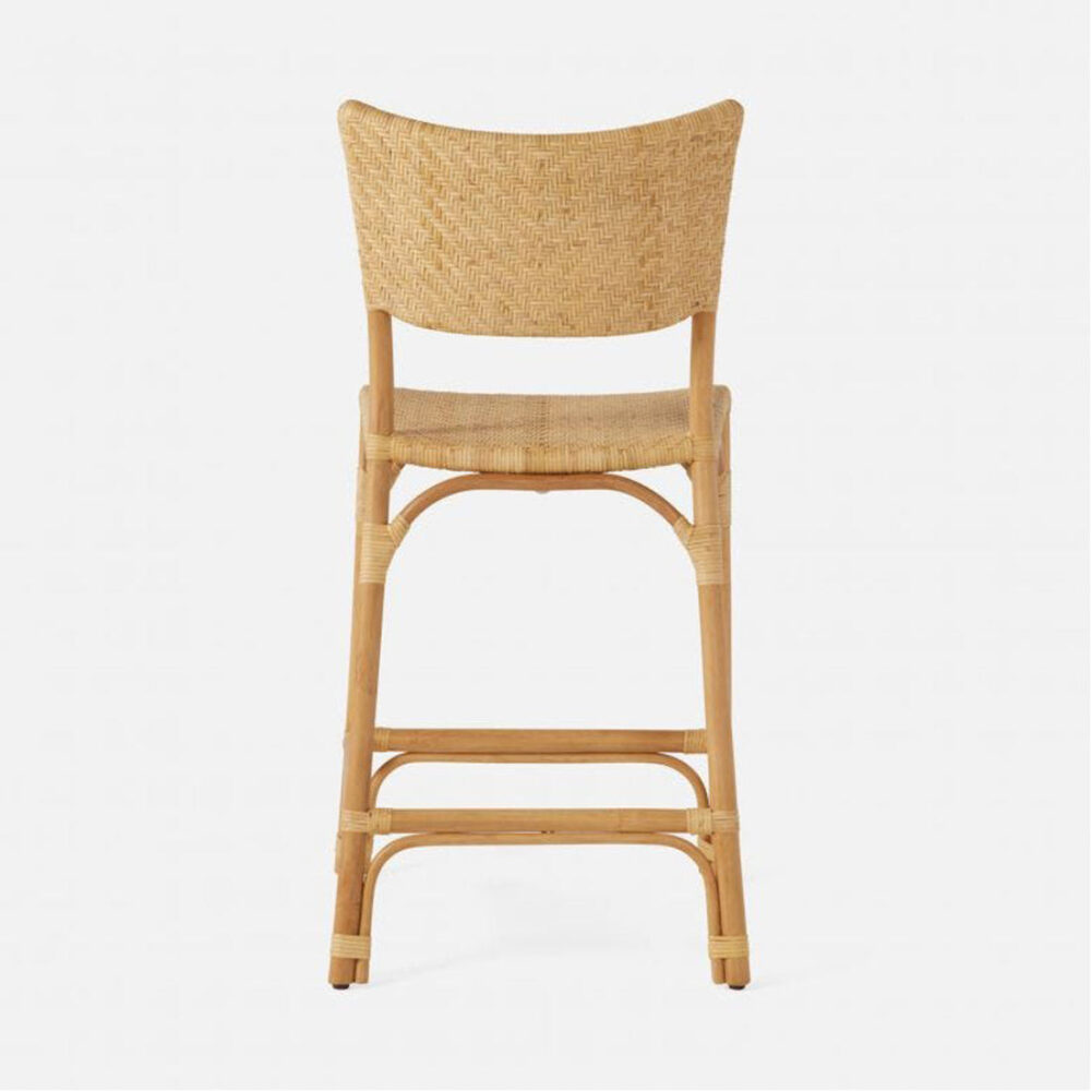 Taiping Rattan Counter Stool with Square Seat and Backrest